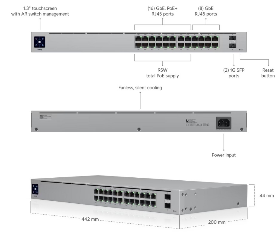 24-Port GE PoE Switch UBIQUITI UniFi USW-24-PoE